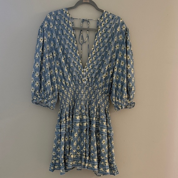 Jen’s Pirate Booty Women Medium Blue Floral Daydream Petit Mini Dress - Picture 6 of 16